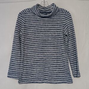 Karen Scott Navy and White Striped Long Sleeve Top PP